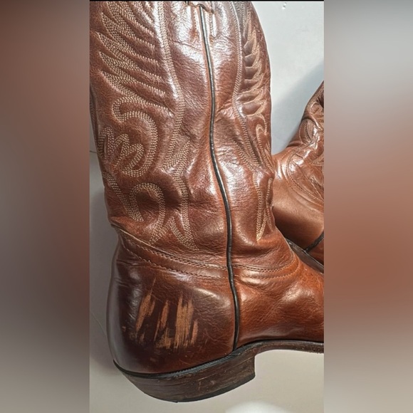 SZ 9.5 VINTAGE BOULET MENS LEATHER COWBOY WESTERN RANCHER BOOTS - Picture 5 of 12